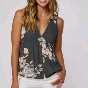 O'Neill Black and Pink Floral sleeveless blouse